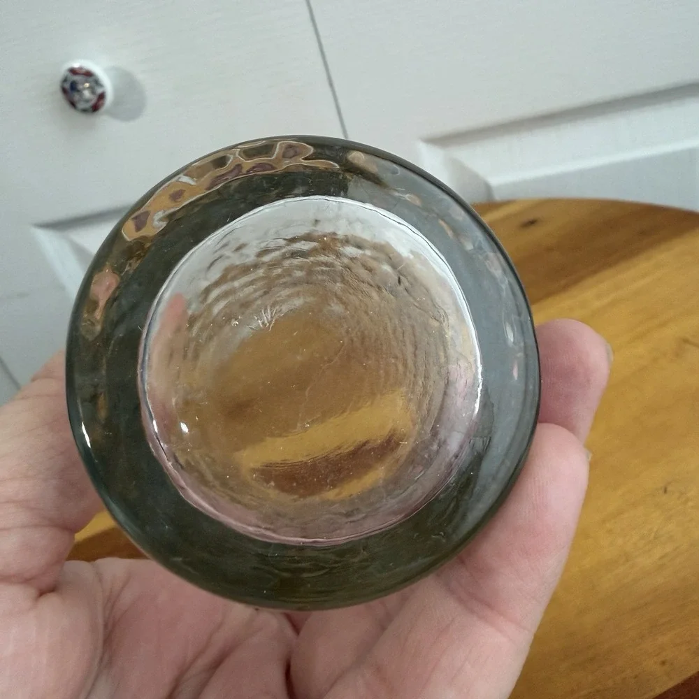 Anchor Hocking Clear‎ Textured Glass Flower Vase Heart Imprint Ruffle Edge VTG